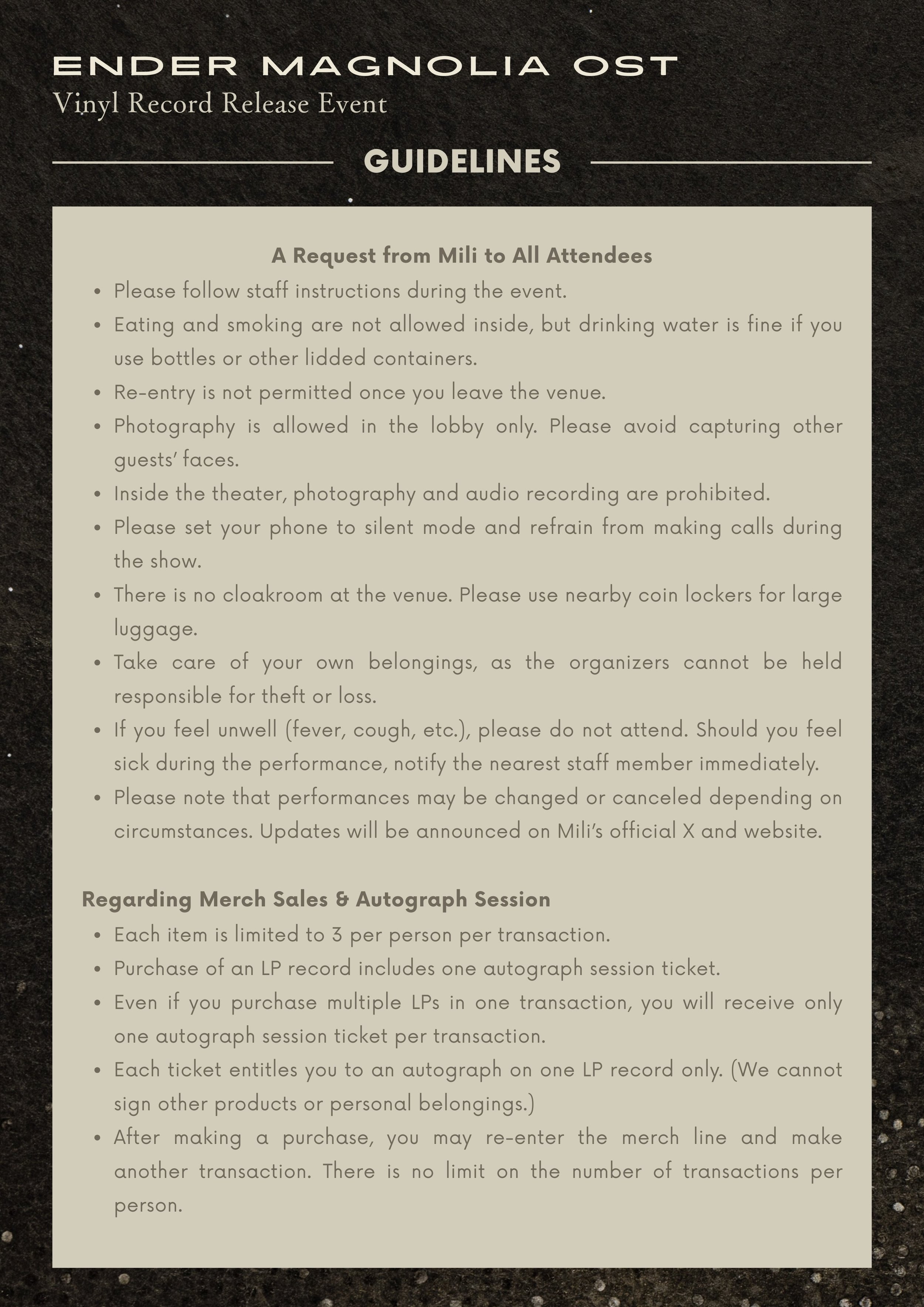 ENDER MAGNOLIA OST Vinyl Record Release Event — Mili Official Website